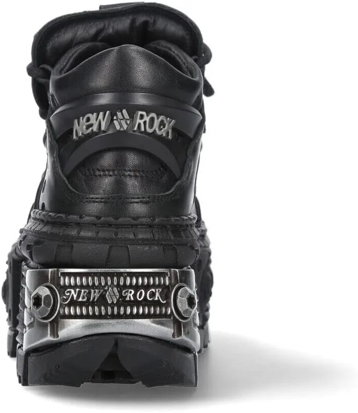 New Rock Boots WALL106-S10 Unisex Metallic Black Leather Platform Gothic Boots