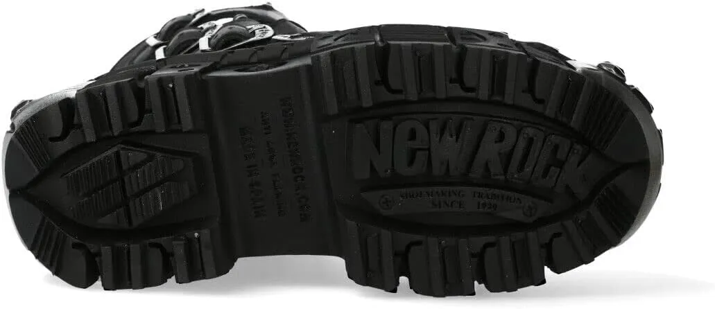 New Rock Boots WALL1473-S3 Mens Metallic Black Leather Platform Gothic Boots