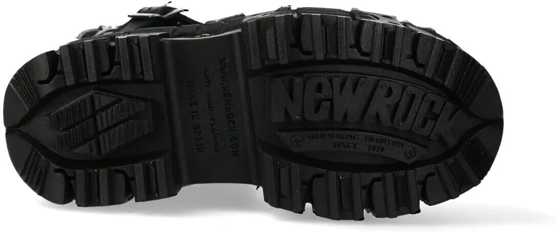 New Rock WALL373-S5 Mens Black Leather Platform Goth Boots