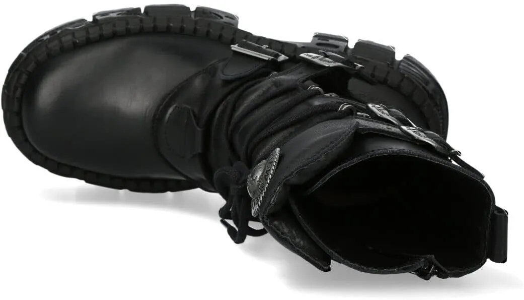 New Rock WALL373-S5 Mens Black Leather Platform Goth Boots