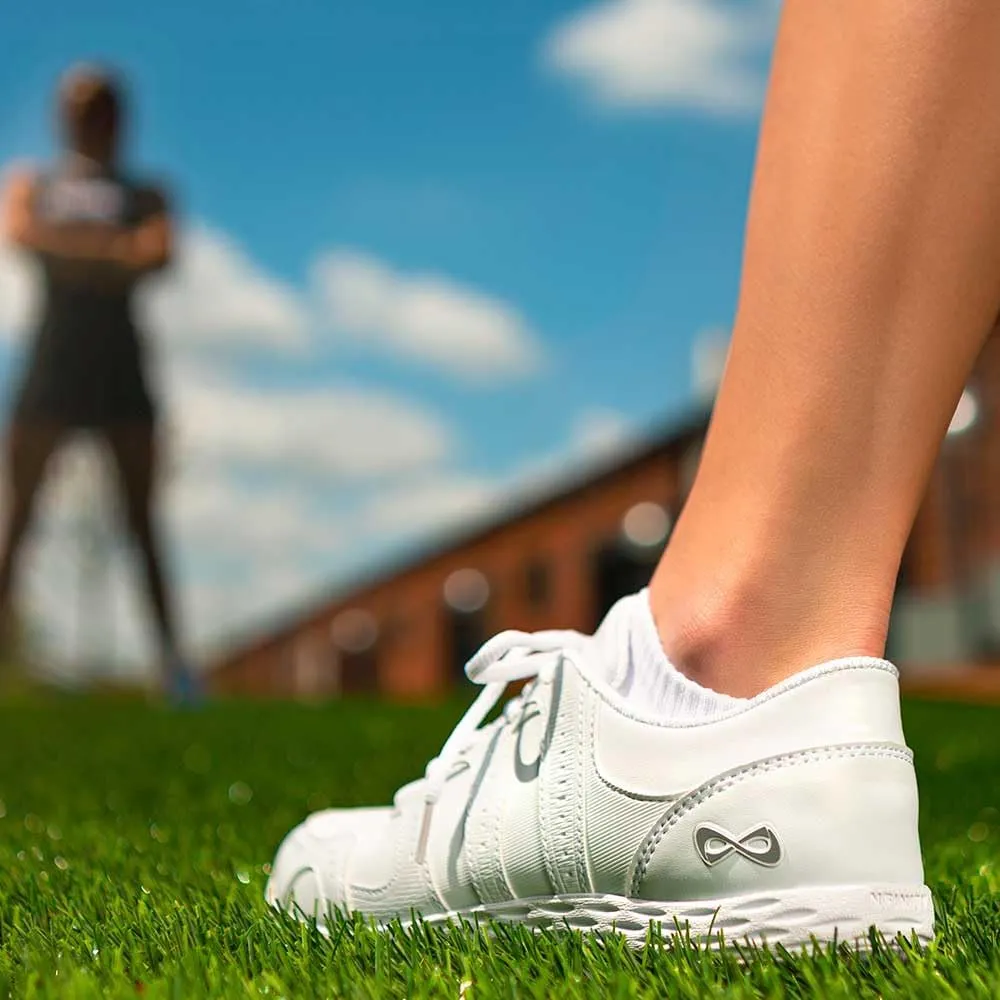 Nfinity Cheer Shoes - Rival 2 White Sneakers for Women - Synthetic Leather Cheerleading Shoes for Women - Comfortable Women's Athletic Shoes - Sneakers with Ultimate Grip