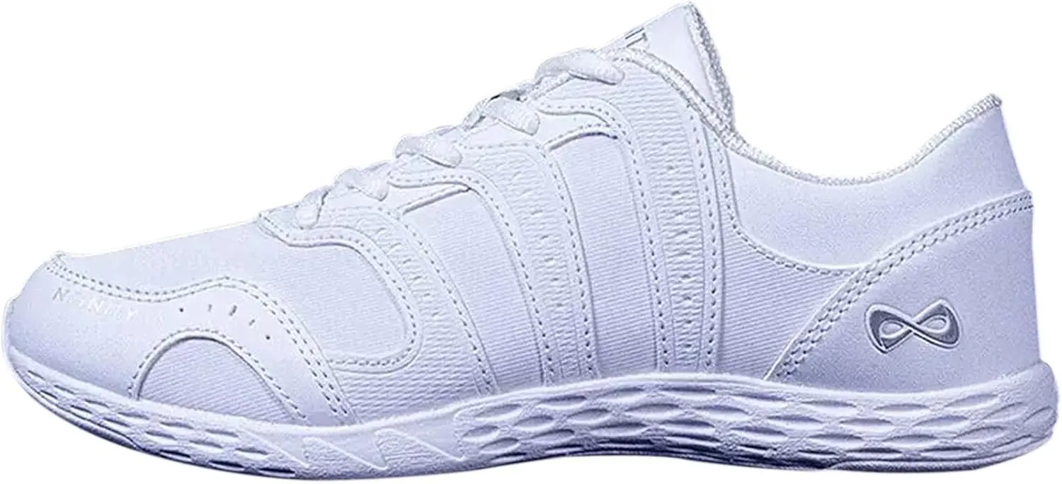 Nfinity Cheer Shoes - Rival 2 White Sneakers for Women - Synthetic Leather Cheerleading Shoes for Women - Comfortable Women's Athletic Shoes - Sneakers with Ultimate Grip