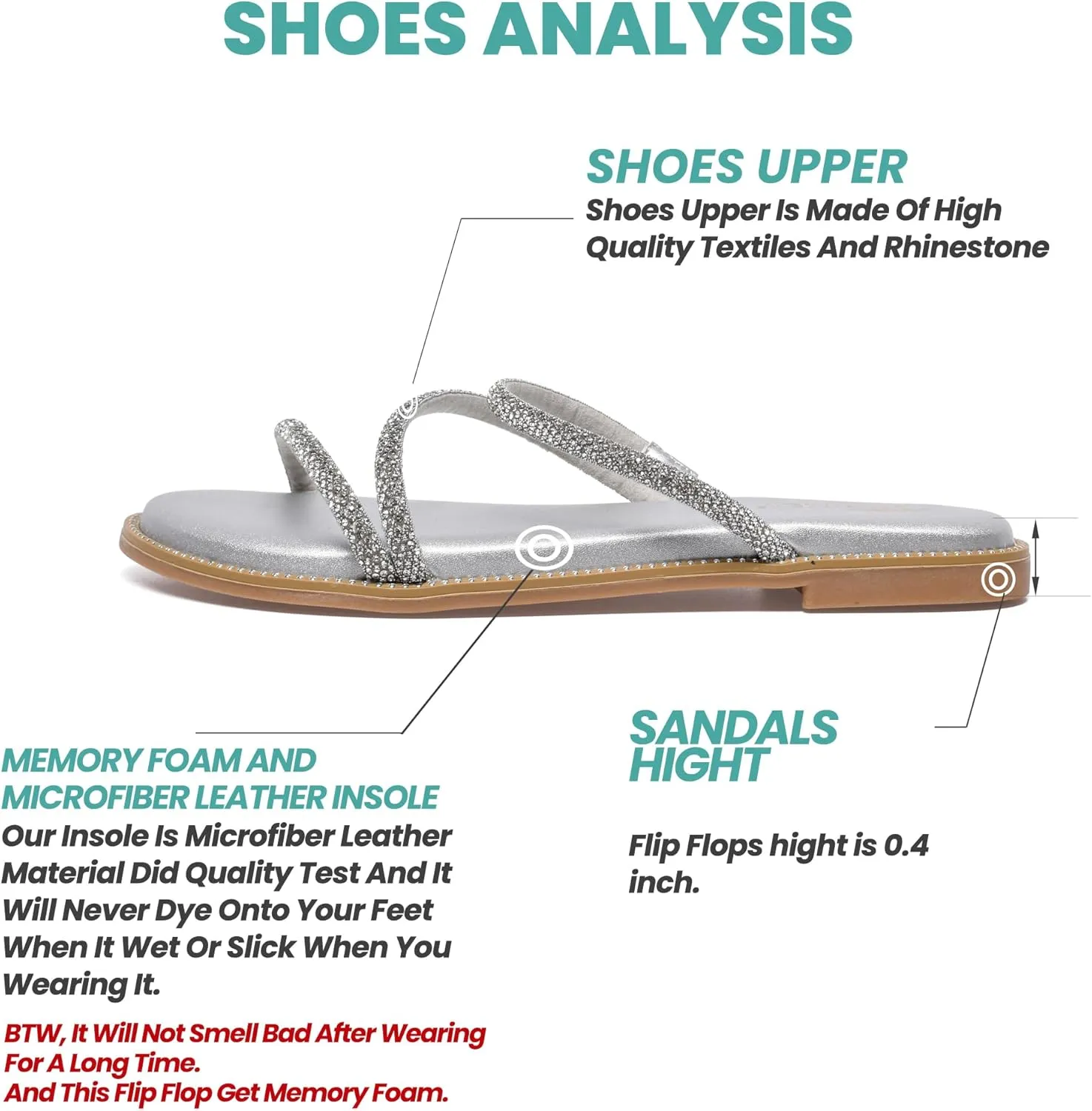 NianEr Womens Microfiber Leather Comfort Foam Rhinestone Glitter Sparkly Dress Flip Flop Sandals Summer Cute Flat Slides