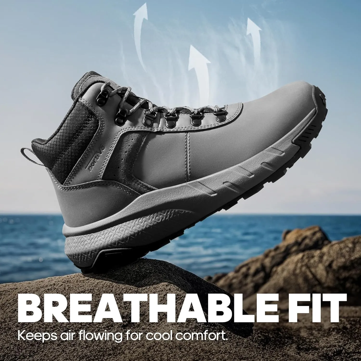 NORTIV 8 Men's Waterproof Hiking Boots Lightweight Outdoor Mid Trekking Leather Shoes DriftShield