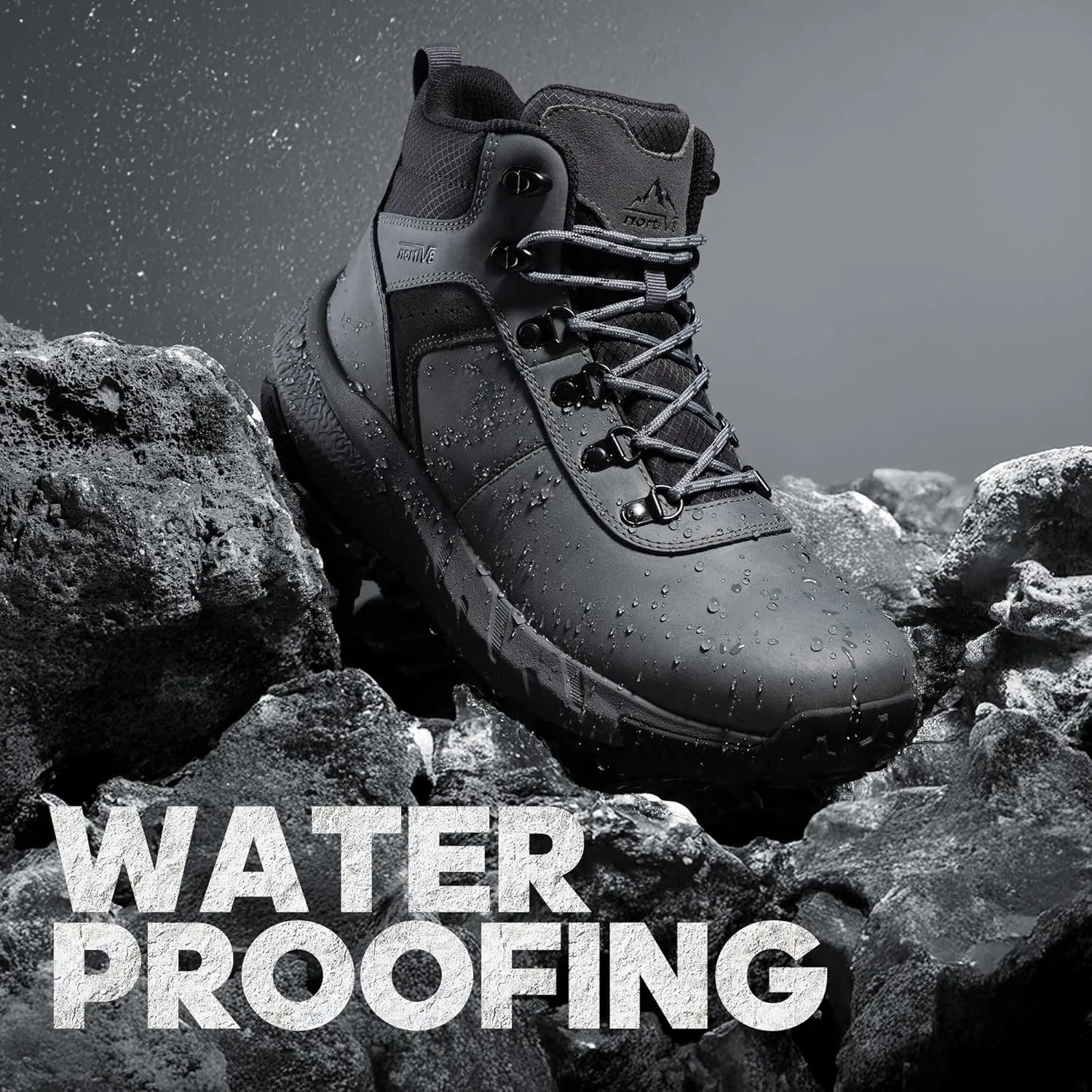 NORTIV 8 Men's Waterproof Hiking Boots Lightweight Outdoor Mid Trekking Leather Shoes DriftShield