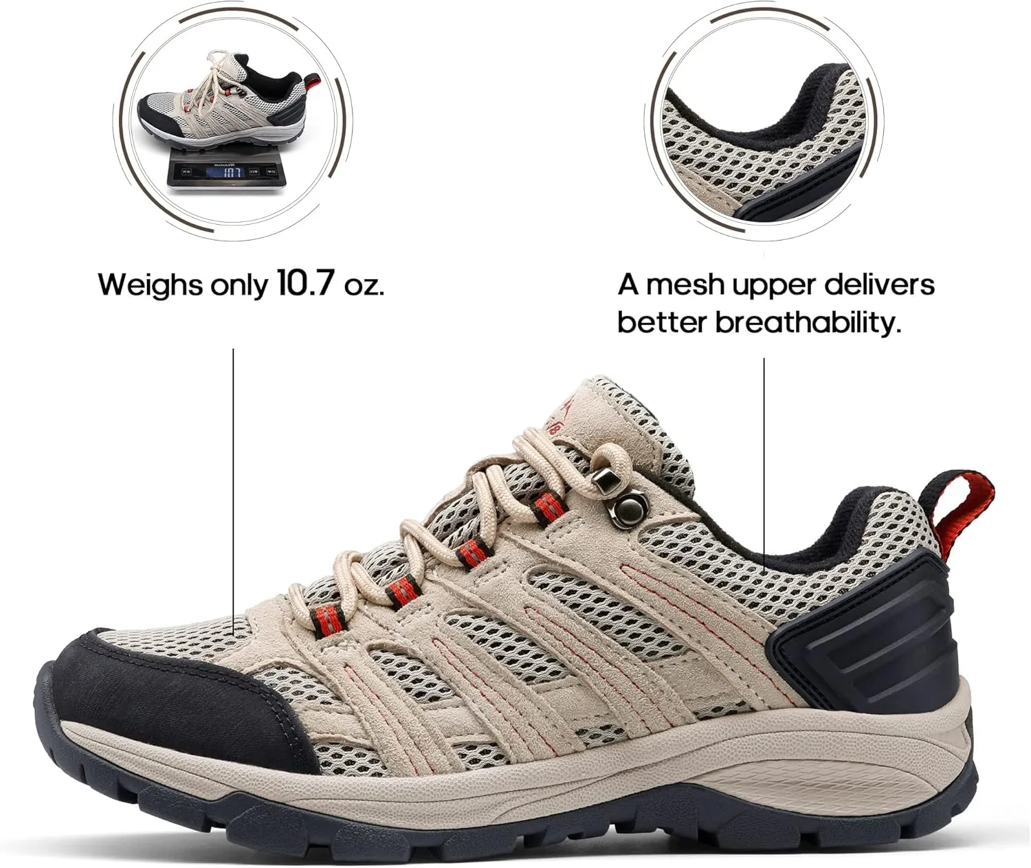 NORTIV 8 Women's Hiking Shoes Lightweight Breathable Mesh Walking Sneakers Outdoor Work Shoes