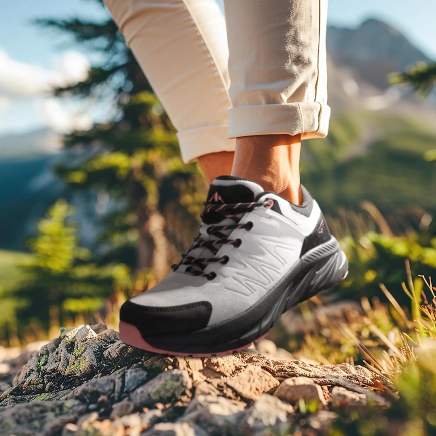NORTIV 8 Women's Lightweight Hiking Shoes Chunky Tennis Comfortable Non-Slip Trekking Trails Shoes Outdoor Platform Walking Sneakers Horizon