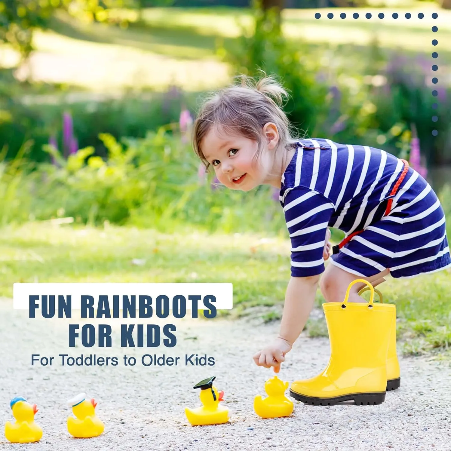 NORTY PVC Rain Boots for Kids - Waterproof PVC Boots Boys and Girls Solid & Printed Rainboots for Toddlers and Kids