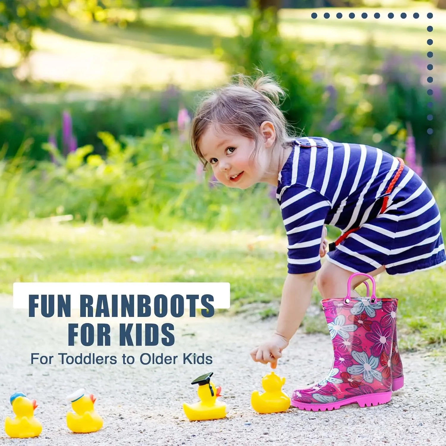 NORTY PVC Rain Boots for Kids - Waterproof PVC Boots Boys and Girls Solid & Printed Rainboots for Toddlers and Kids