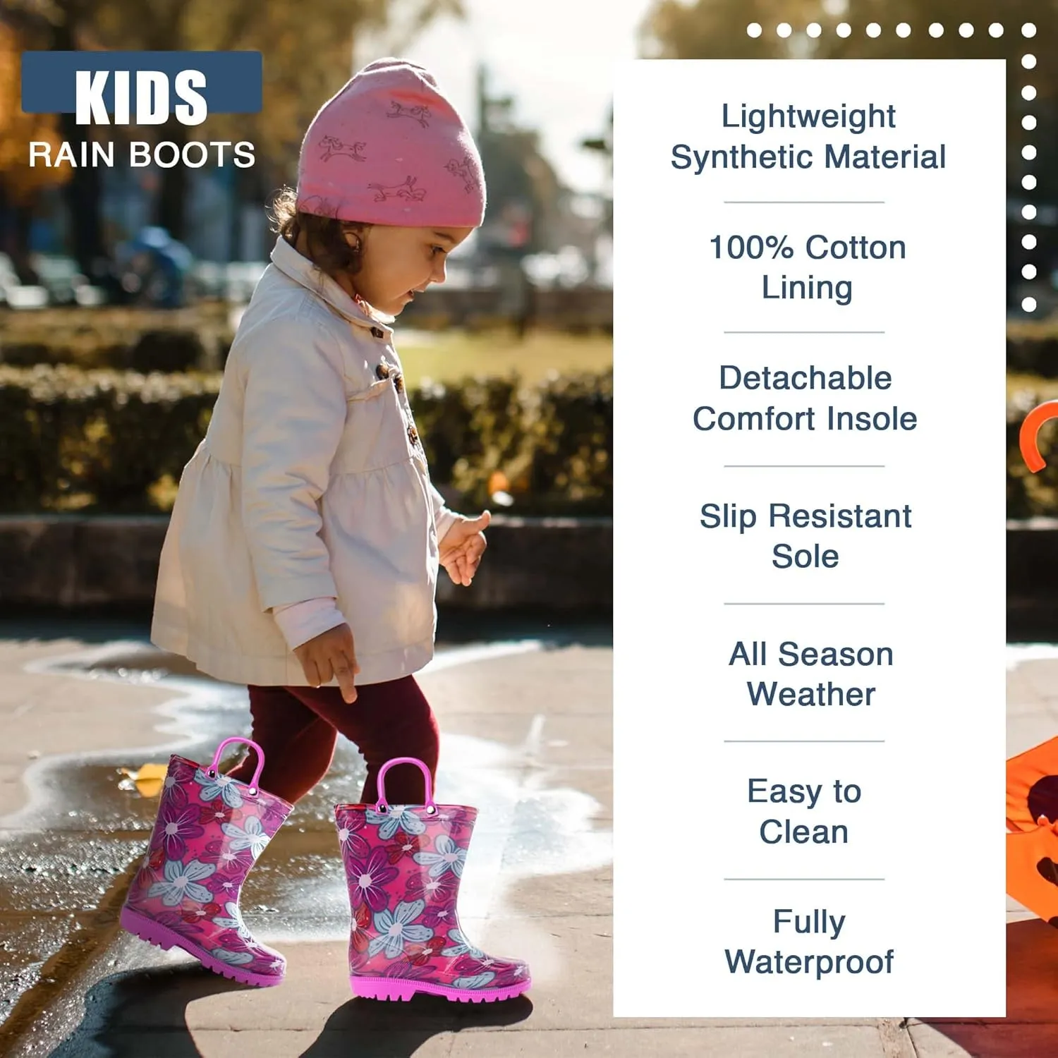 NORTY PVC Rain Boots for Kids - Waterproof PVC Boots Boys and Girls Solid & Printed Rainboots for Toddlers and Kids