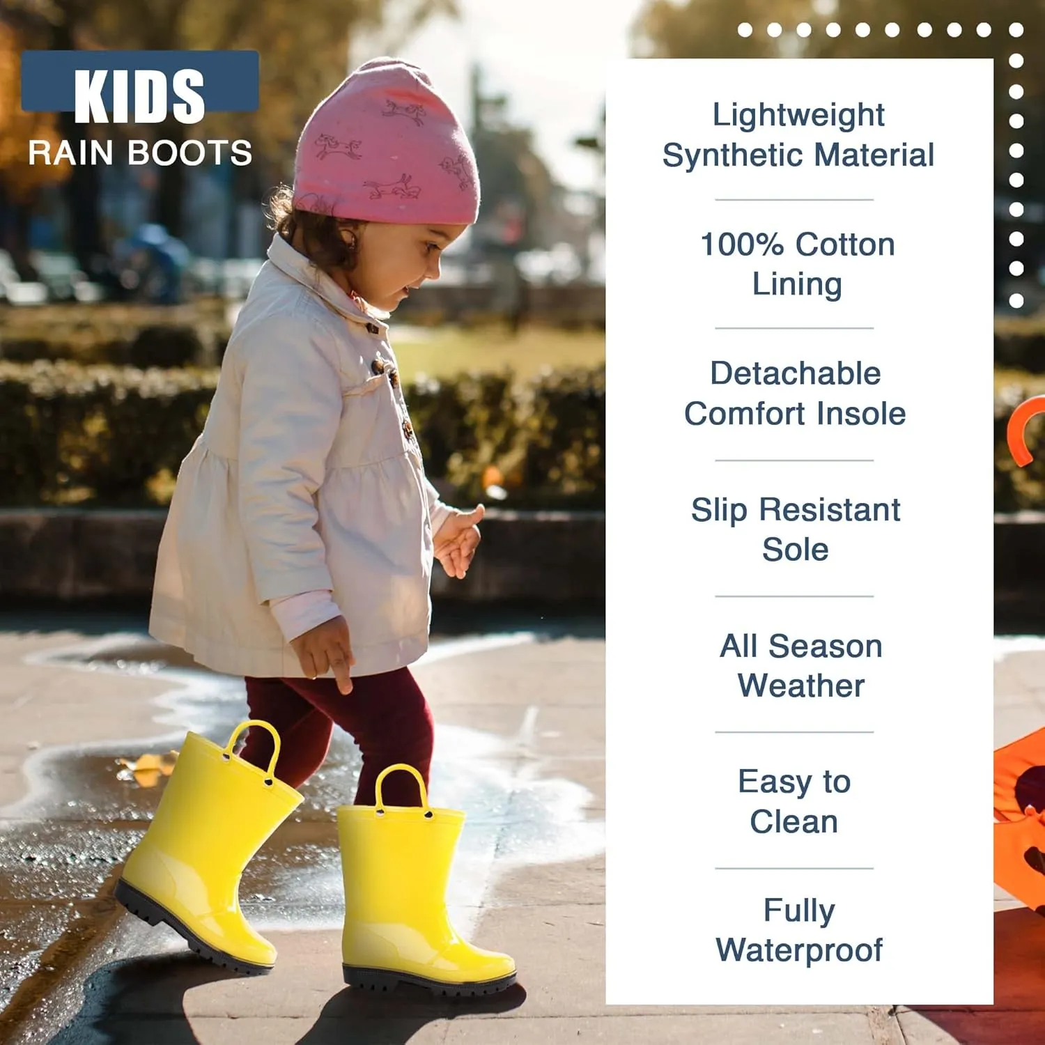 NORTY PVC Rain Boots for Kids - Waterproof PVC Boots Boys and Girls Solid & Printed Rainboots for Toddlers and Kids
