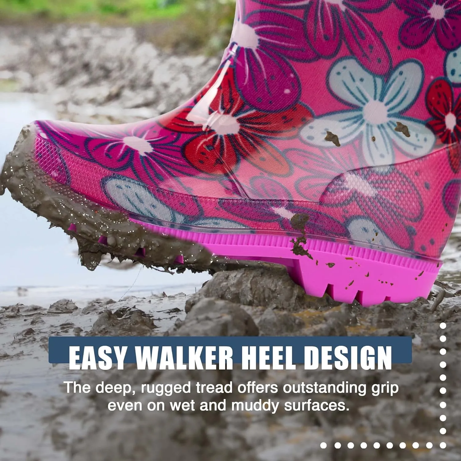 NORTY PVC Rain Boots for Kids - Waterproof PVC Boots Boys and Girls Solid & Printed Rainboots for Toddlers and Kids