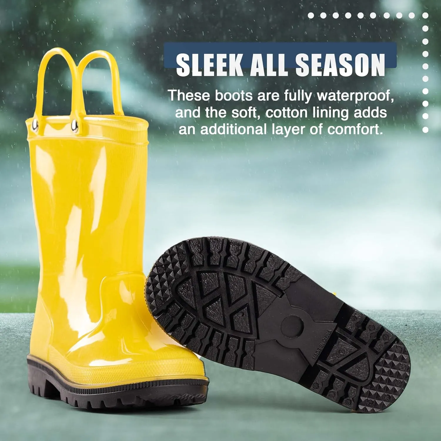 NORTY PVC Rain Boots for Kids - Waterproof PVC Boots Boys and Girls Solid & Printed Rainboots for Toddlers and Kids