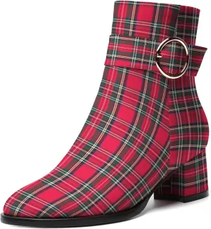 NUMALEO Womens Matte Zip Fashion Round Toe Party Solid Chunky Low Heel Ankle High Boots 2 Inch