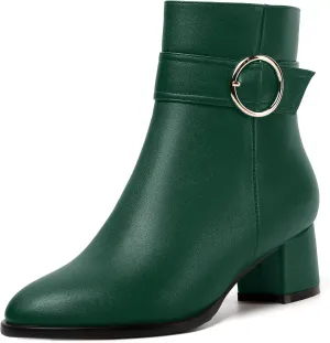 NUMALEO Womens Matte Zip Fashion Round Toe Party Solid Chunky Low Heel Ankle High Boots 2 Inch
