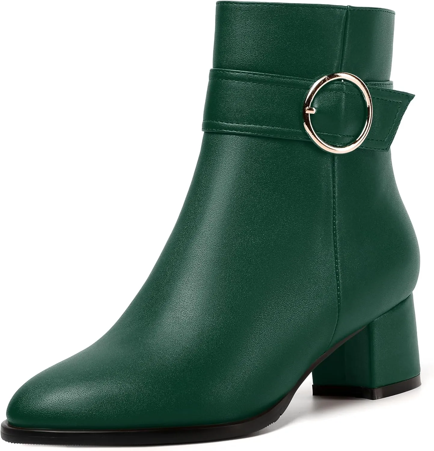 NUMALEO Womens Matte Zip Fashion Round Toe Party Solid Chunky Low Heel Ankle High Boots 2 Inch