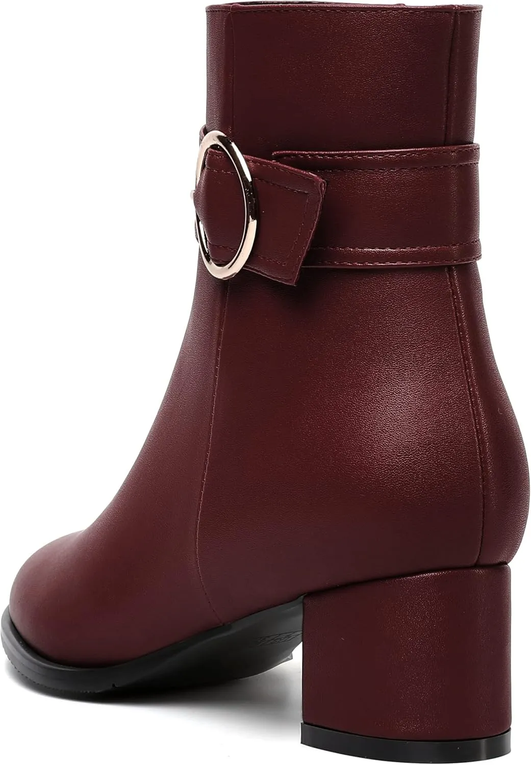 NUMALEO Womens Matte Zip Fashion Round Toe Party Solid Chunky Low Heel Ankle High Boots 2 Inch