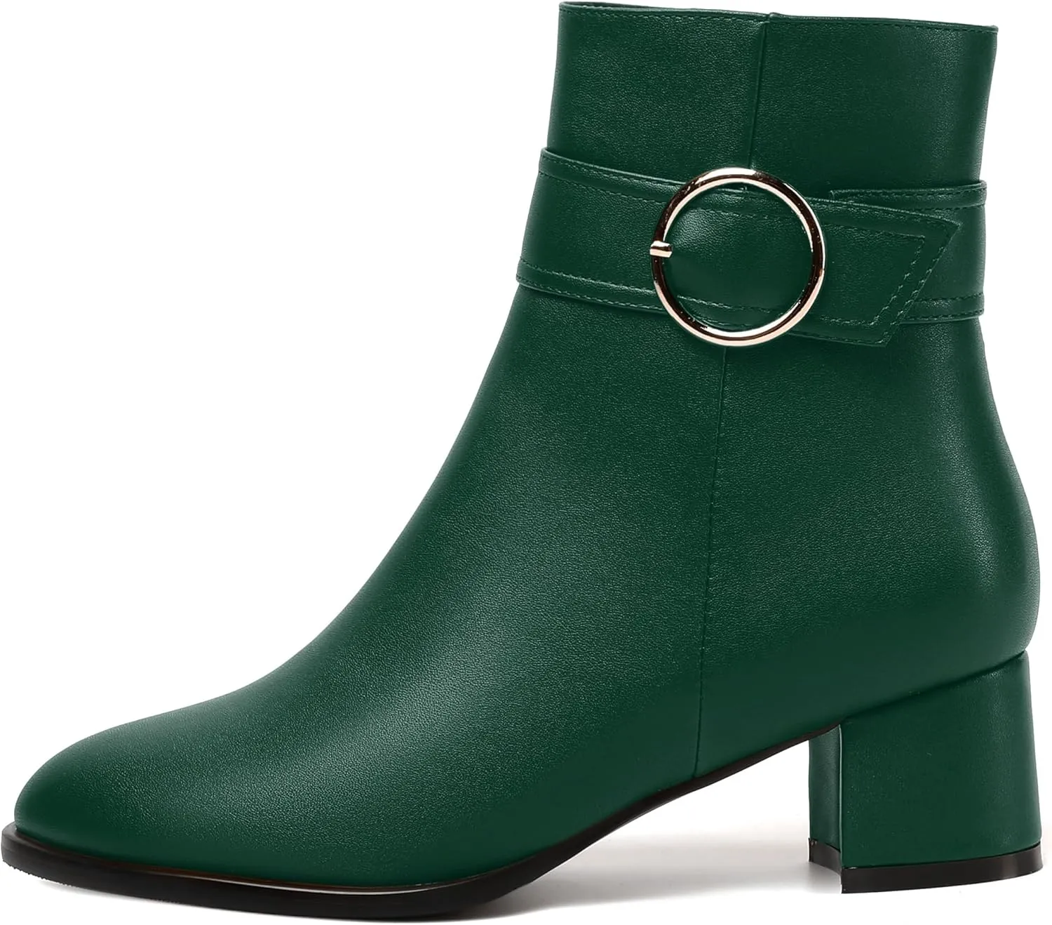 NUMALEO Womens Matte Zip Fashion Round Toe Party Solid Chunky Low Heel Ankle High Boots 2 Inch