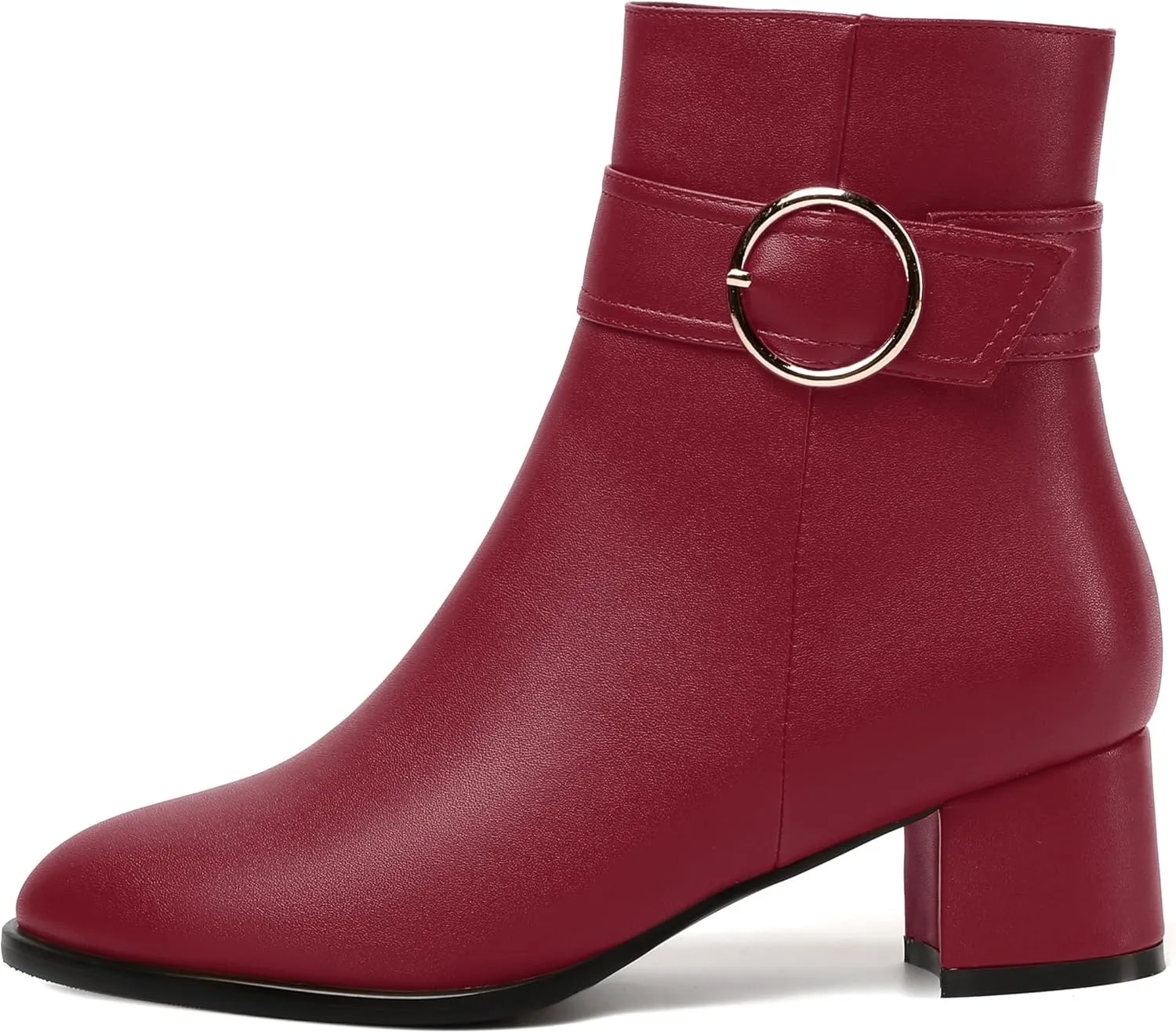 NUMALEO Womens Matte Zip Fashion Round Toe Party Solid Chunky Low Heel Ankle High Boots 2 Inch