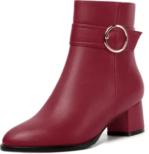 NUMALEO Womens Matte Zip Fashion Round Toe Party Solid Chunky Low Heel Ankle High Boots 2 Inch