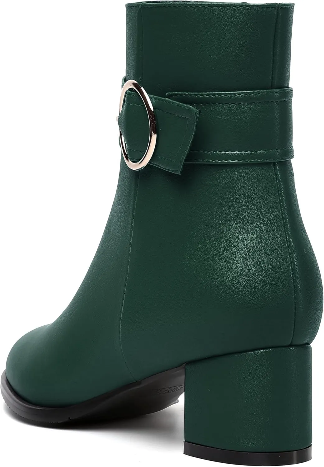 NUMALEO Womens Matte Zip Fashion Round Toe Party Solid Chunky Low Heel Ankle High Boots 2 Inch