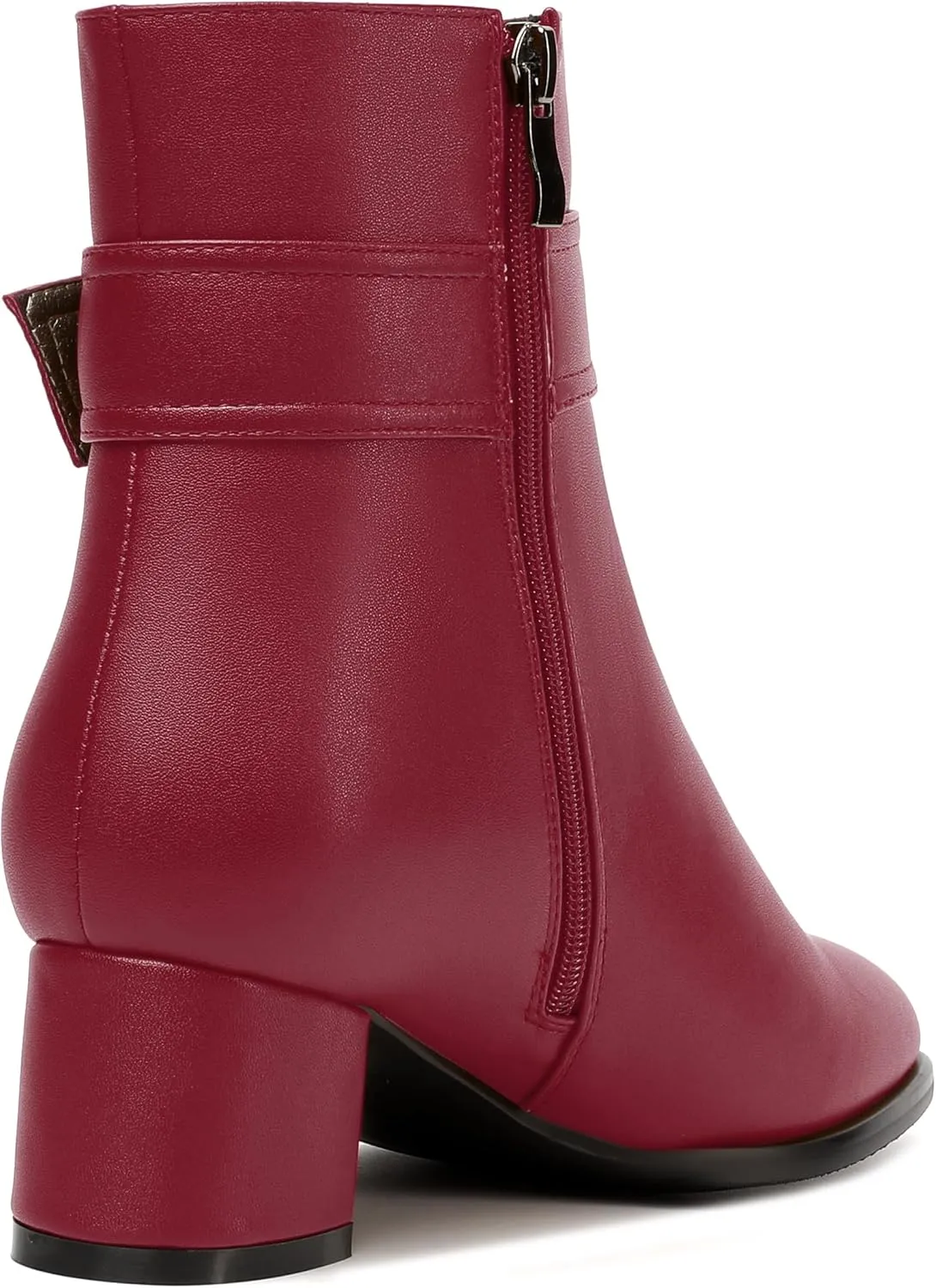 NUMALEO Womens Matte Zip Fashion Round Toe Party Solid Chunky Low Heel Ankle High Boots 2 Inch