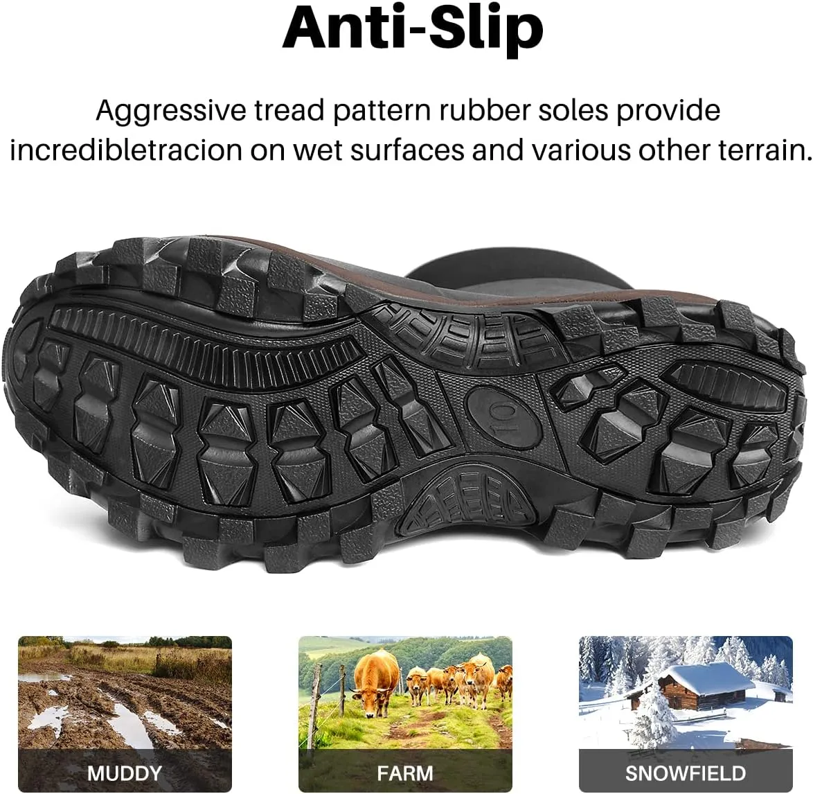 Obcursco Mens Rain Boots, Insulated 6mm Neoprene Rubber Boots for Men and Women Waterproof, Durable Hunting Boots Great for Cold Weather, Farm Working and Fishing