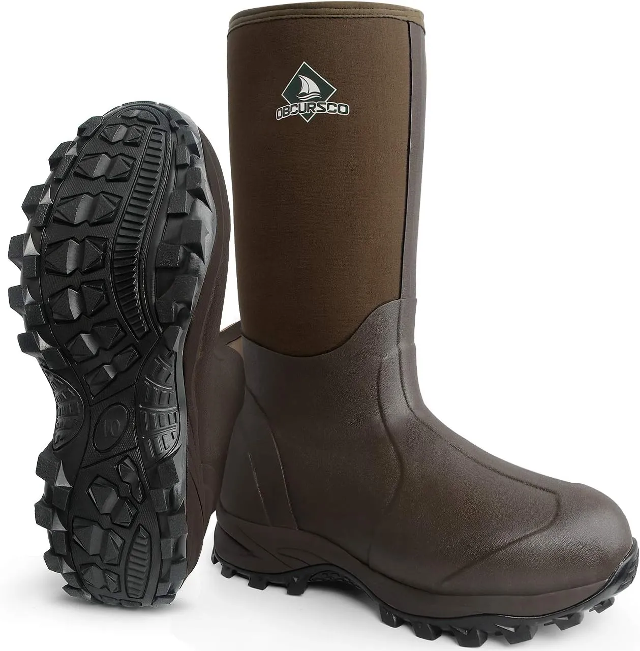 Obcursco Mens Rain Boots, Insulated 6mm Neoprene Rubber Boots for Men and Women Waterproof, Durable Hunting Boots Great for Cold Weather, Farm Working and Fishing