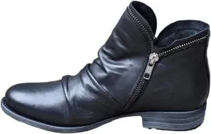 oiangi Women's Shoes Retro Solid Color Low Heel Zipper Fashion Short Leather Boots Autumn Comfortable Casual Shoes