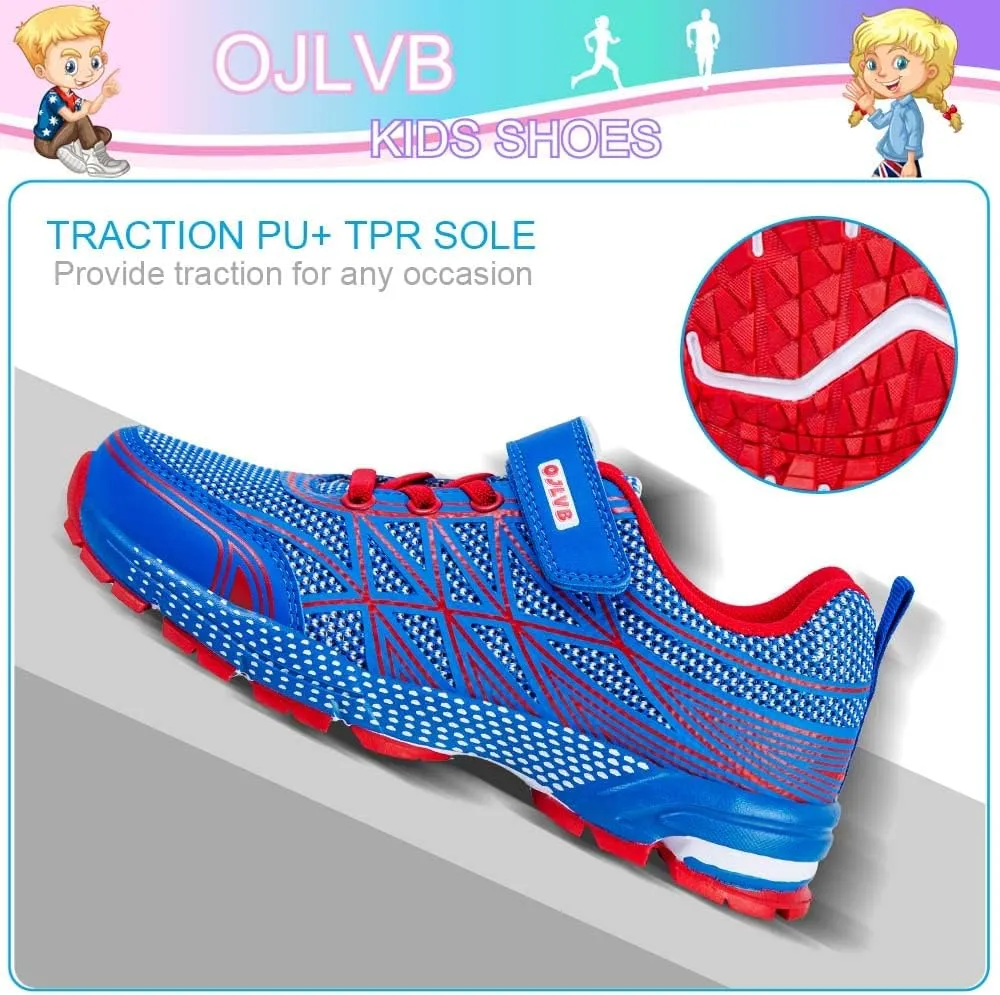 OJLVB Boys Girls Sneakers, Kids Tennis Running Shoes, Athletic Walking Gym Trail Shoe Breathable Lightweight