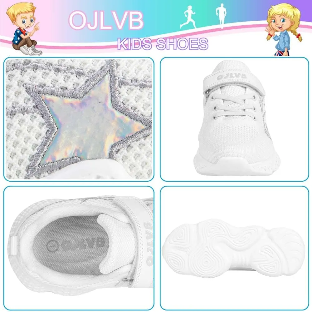 OJLVB Boys Girls Sneakers, Kids Tennis Running Shoes, Athletic Walking Gym Trail Shoe Breathable Lightweight