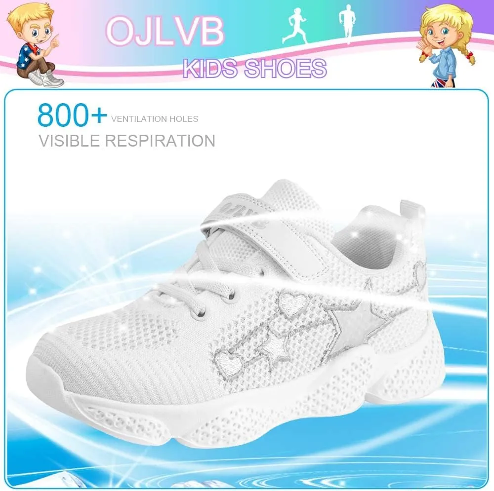 OJLVB Boys Girls Sneakers, Kids Tennis Running Shoes, Athletic Walking Gym Trail Shoe Breathable Lightweight