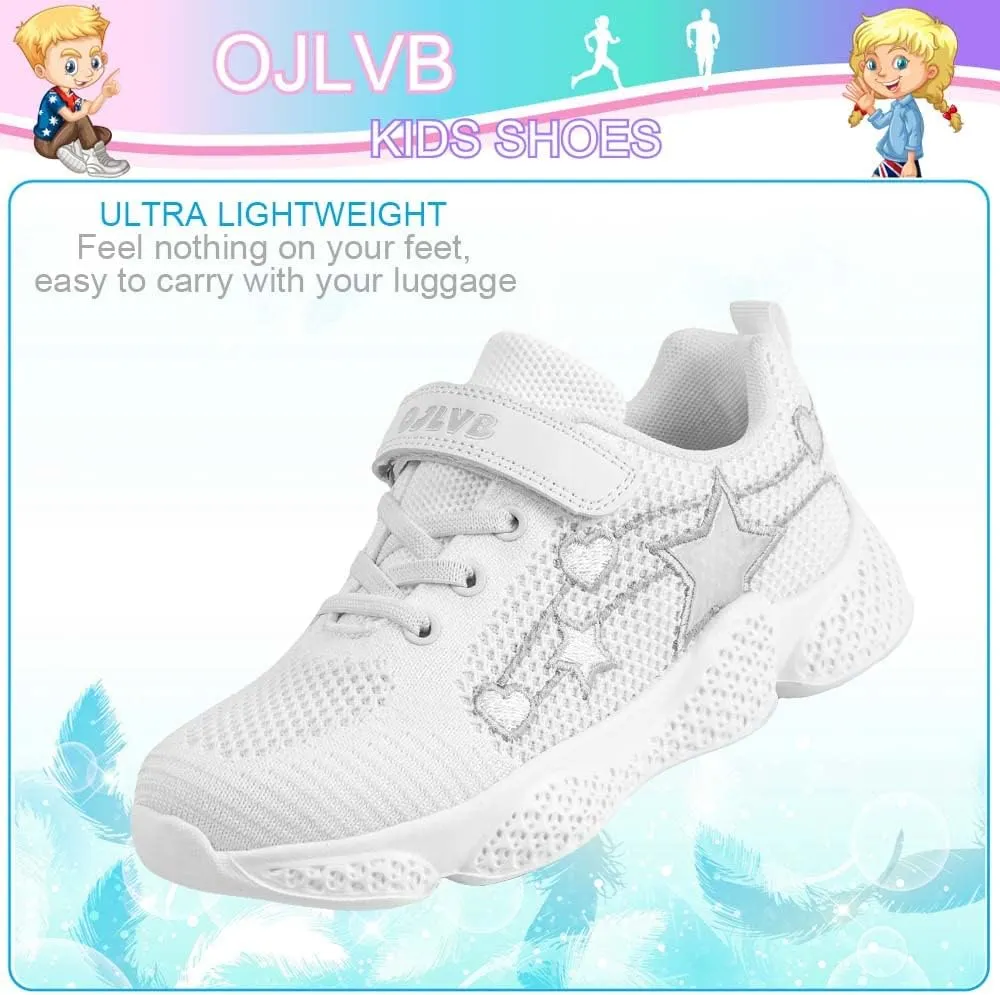 OJLVB Boys Girls Sneakers, Kids Tennis Running Shoes, Athletic Walking Gym Trail Shoe Breathable Lightweight