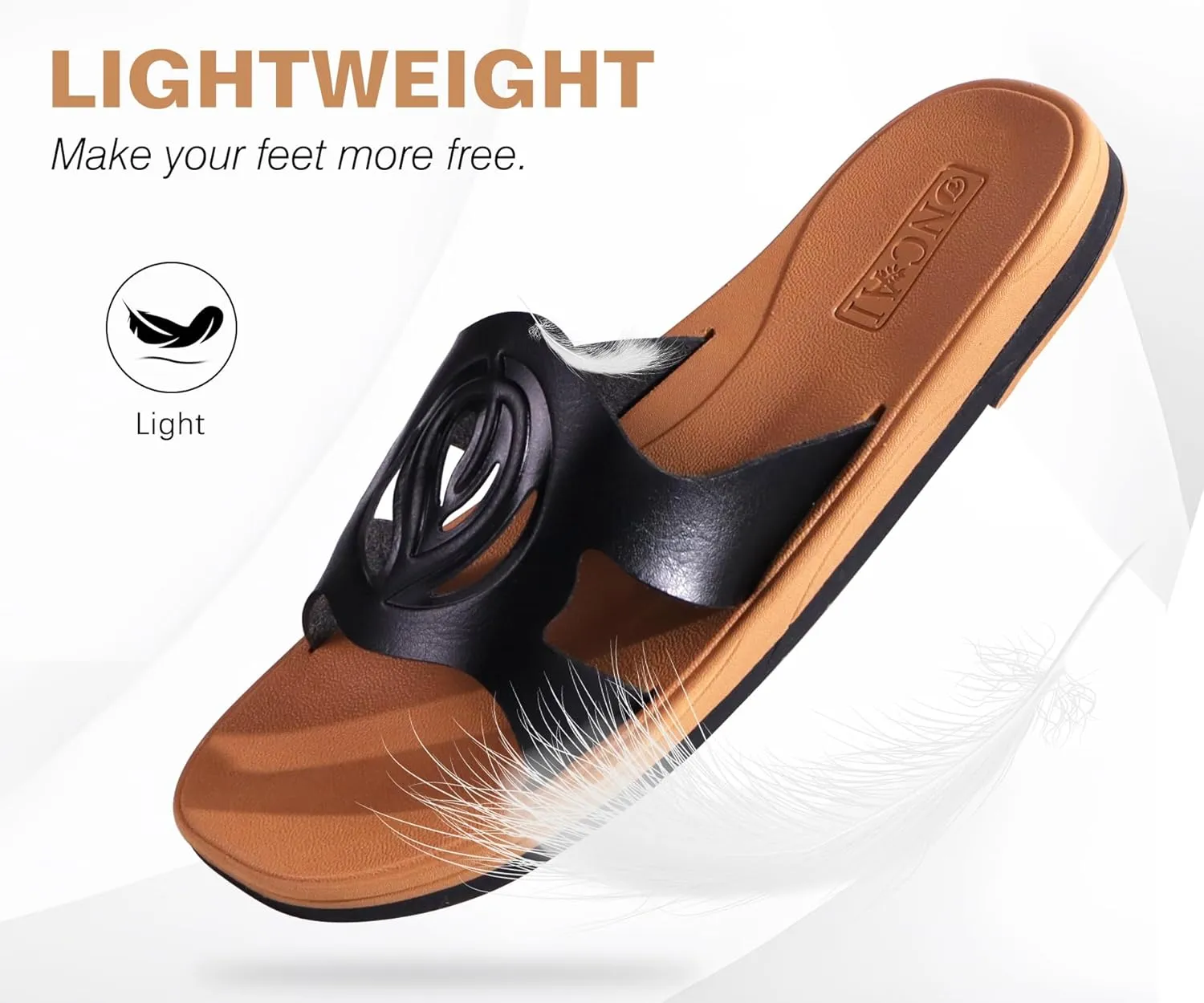 ONCAI Women's Flat Sandals Fashion Square Open Toe Slide Dressy Sandals for Woman Soft Cushion Vegan Comfortable Summer Slip On Casual Walking Outdoor Rubber Sole（US Size 6-11）