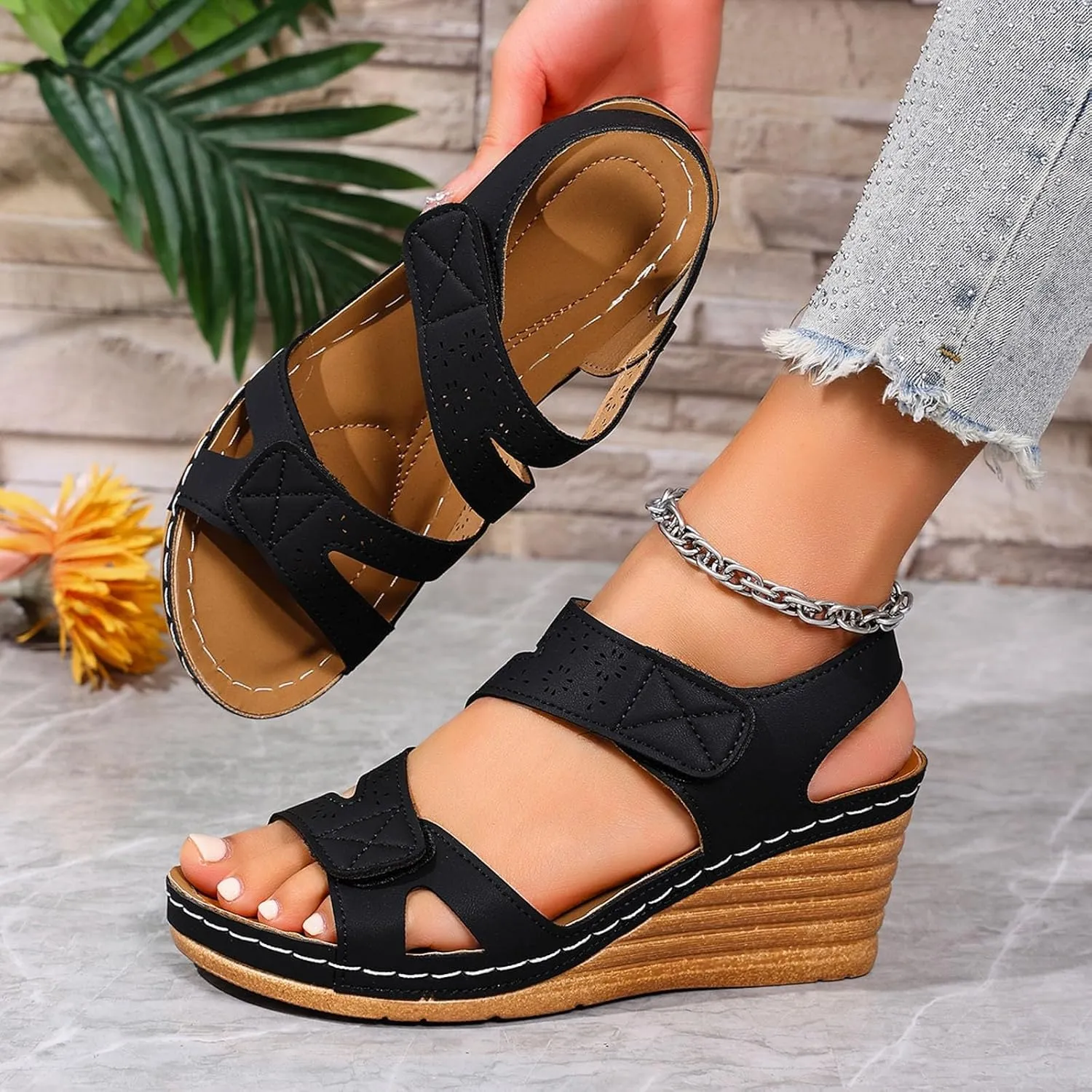 Orthopedic Platform Wedge Sandals for Women Dressy Summer Comfortable Platform Sandals Ankle Strap Open Toe Sandal Slip On Sandal 2025 Summer Shoes