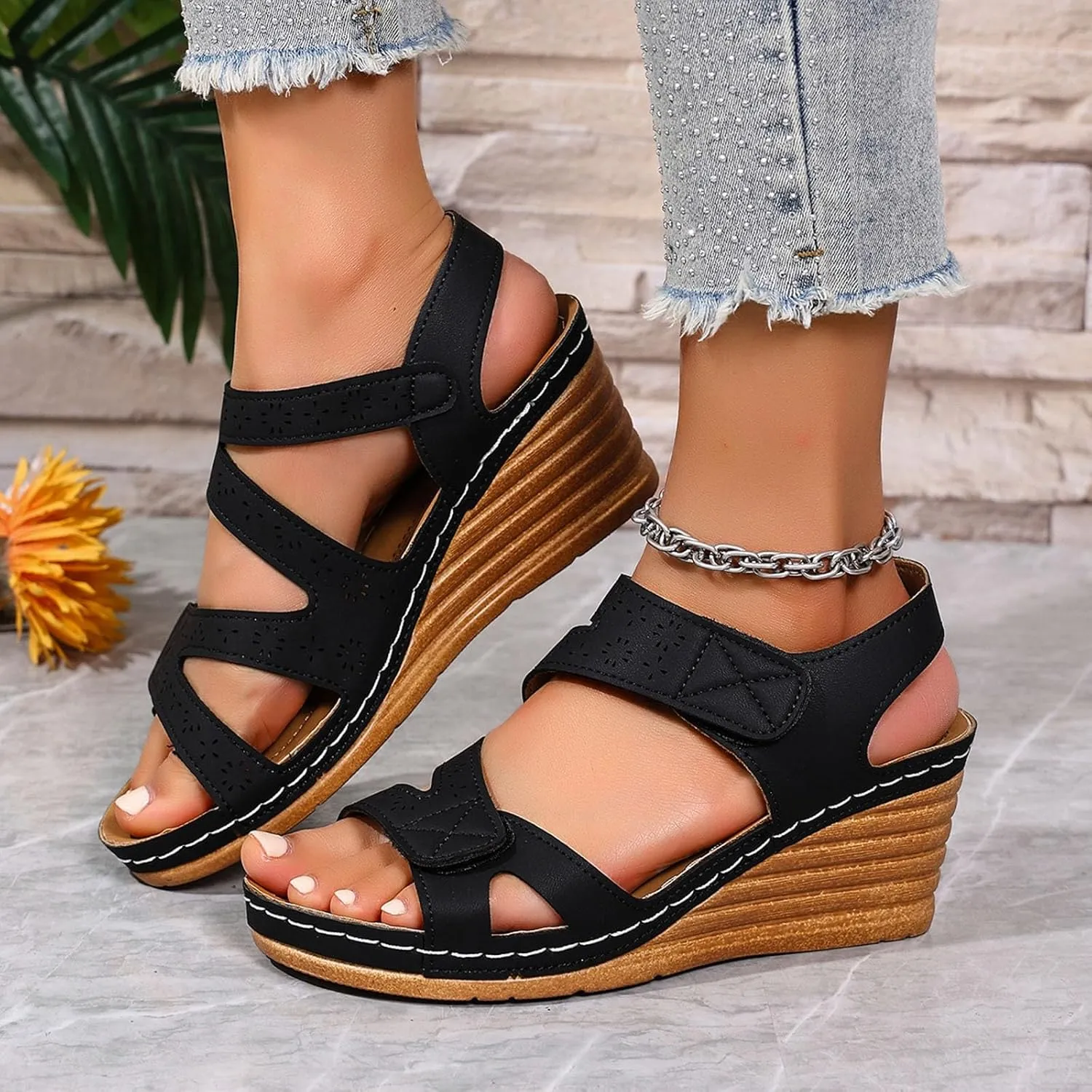 Orthopedic Platform Wedge Sandals for Women Dressy Summer Comfortable Platform Sandals Ankle Strap Open Toe Sandal Slip On Sandal 2025 Summer Shoes