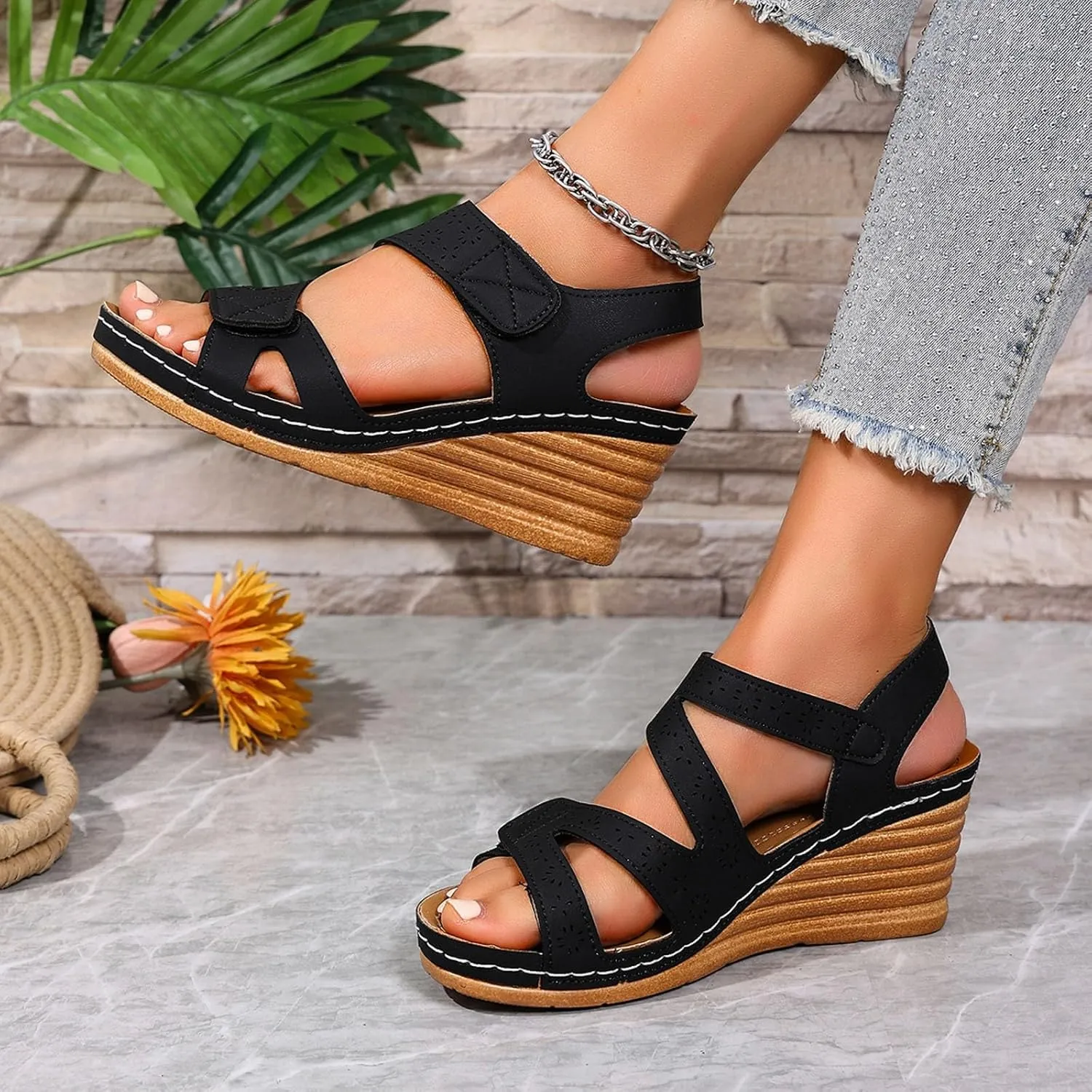 Orthopedic Platform Wedge Sandals for Women Dressy Summer Comfortable Platform Sandals Ankle Strap Open Toe Sandal Slip On Sandal 2025 Summer Shoes