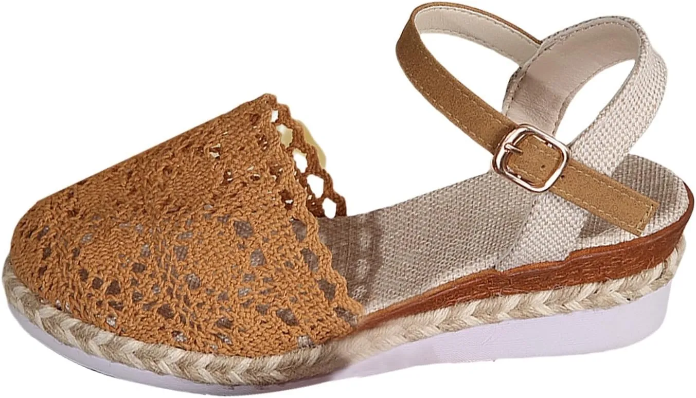 Orthopedic Platform Wedge Sandals for Women Summer Dressy Ankle Strap Closed Toe Beach Sandal Anti Slip Comfortable Dress Shoes