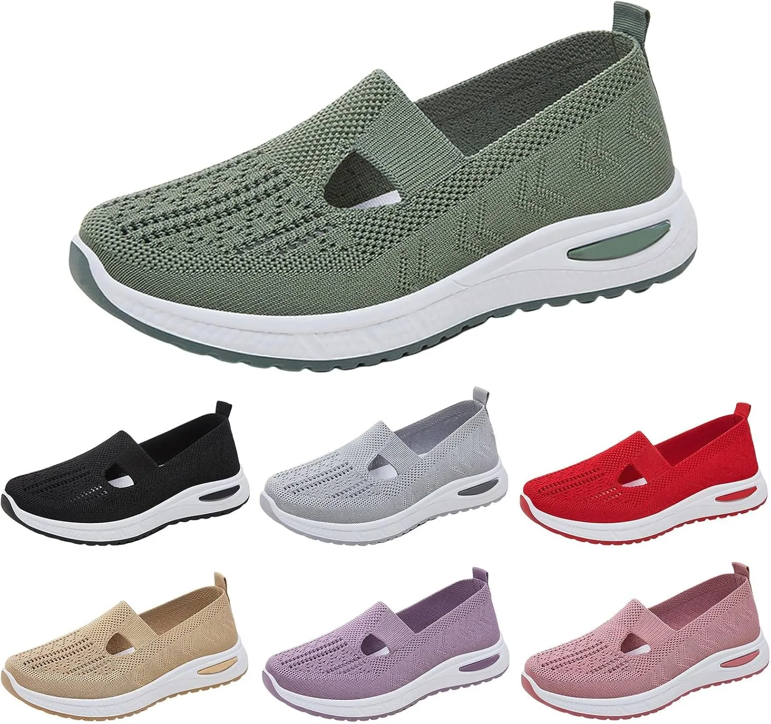 Orthopedic Shoes for Women Breathable Soft Slip On Running Shoes for Women Arch Support Casual Shoes for Fall White Sneakers Red Tennis Shoe Loafers Shoe