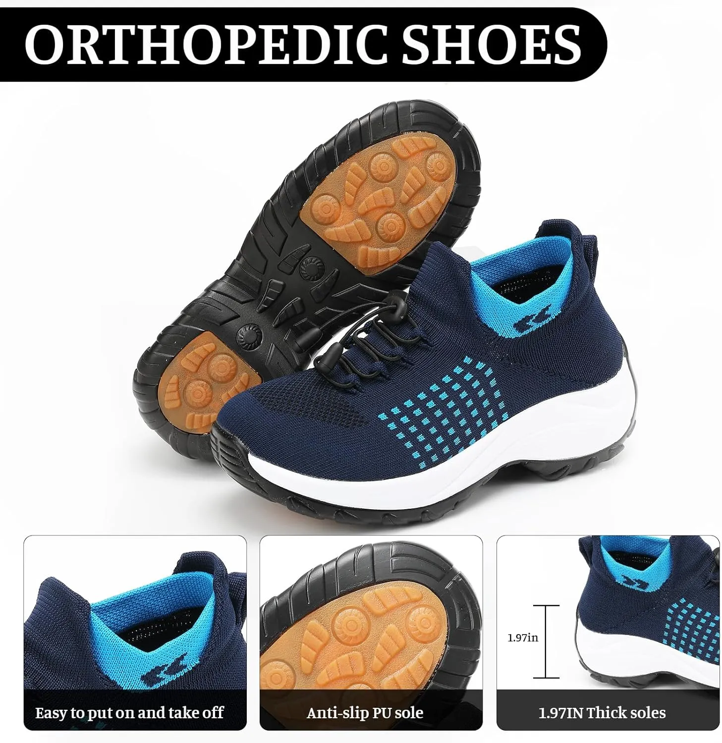 Orthopedic Shoes for Women Plantar Fasciitis,Breathable Walking Sneakers for Women,Slip on Trainers with Arch Support,Womens Air Cushion Sneakers Ortho Stretch Cushion Shoes