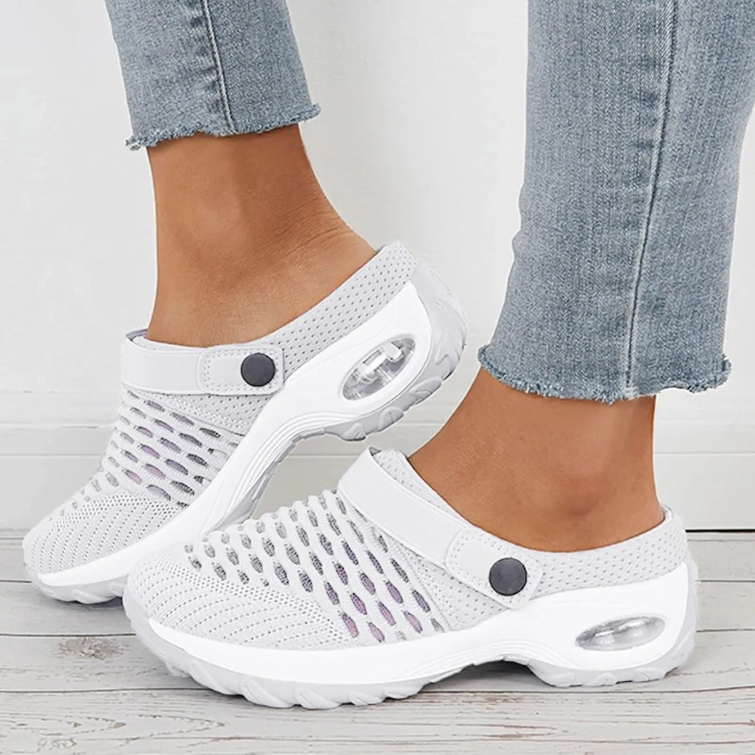 Orthopedic Shoes for Women Slip On,Air Cushion Platform Clogs Breathable Mesh Womens Mules Outdoor Walking Sandals