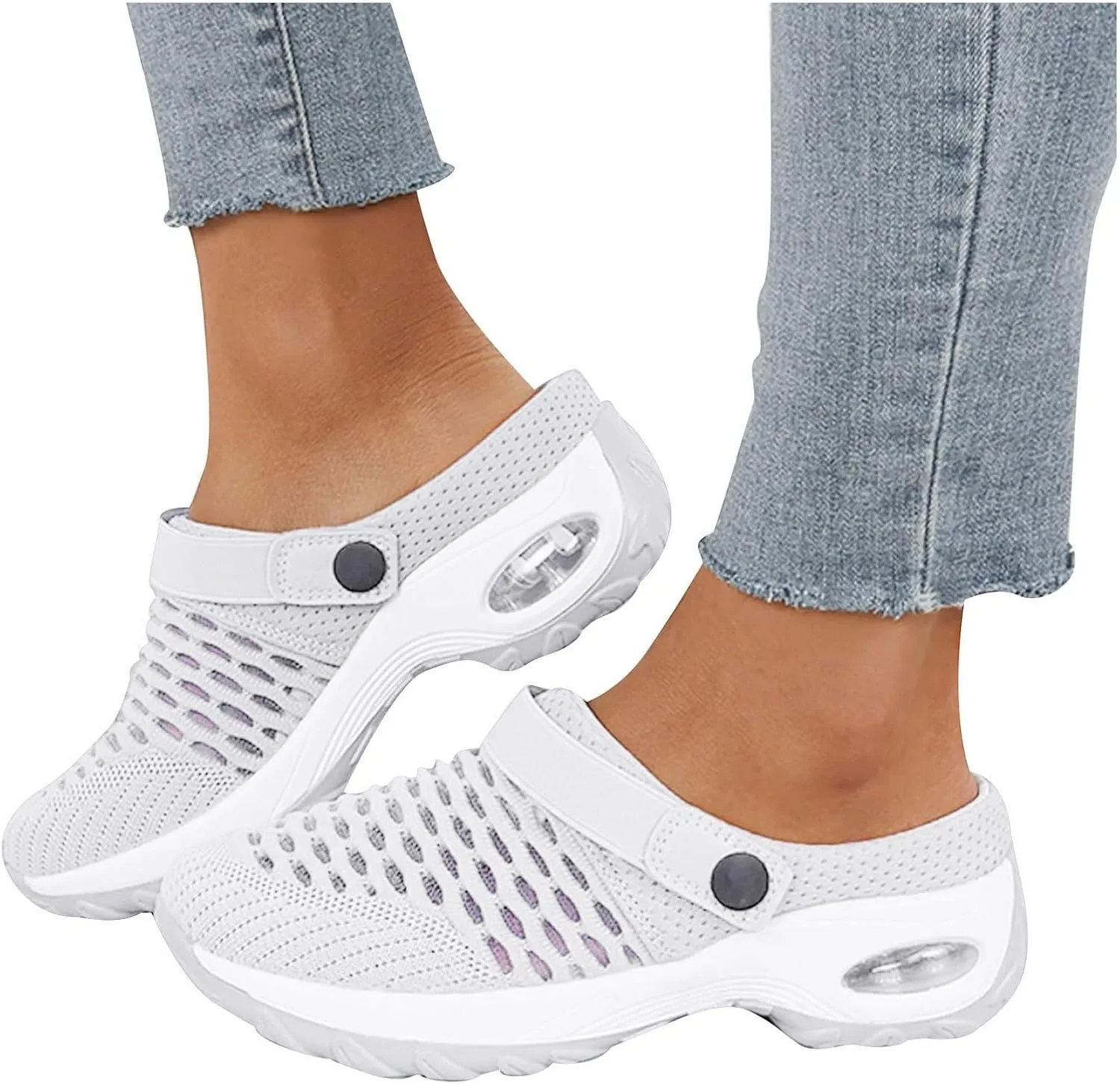 Orthopedic Shoes for Women Slip On,Air Cushion Platform Clogs Breathable Mesh Womens Mules Outdoor Walking Sandals