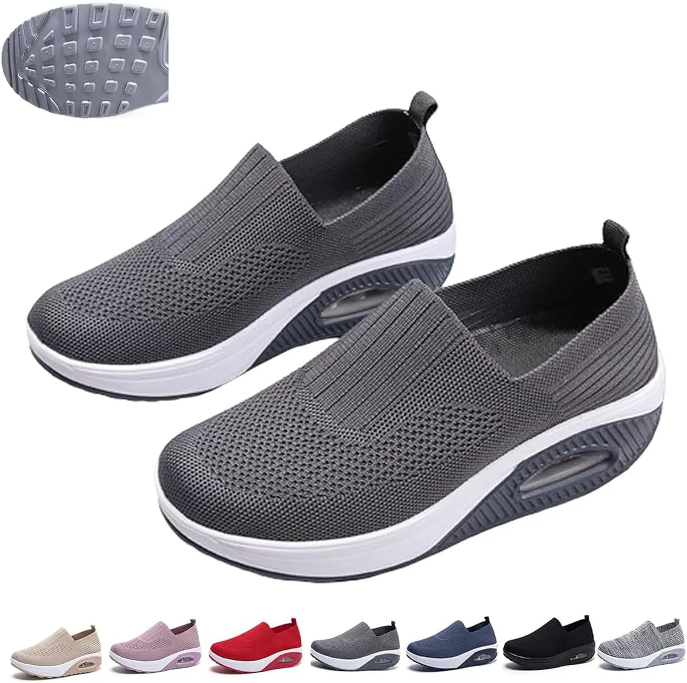 Orthopedic Sneakers for Women Slip-on Light Air Cushion Wedge Walking Shoes Mesh Arch Support Orthopedic Sneakers