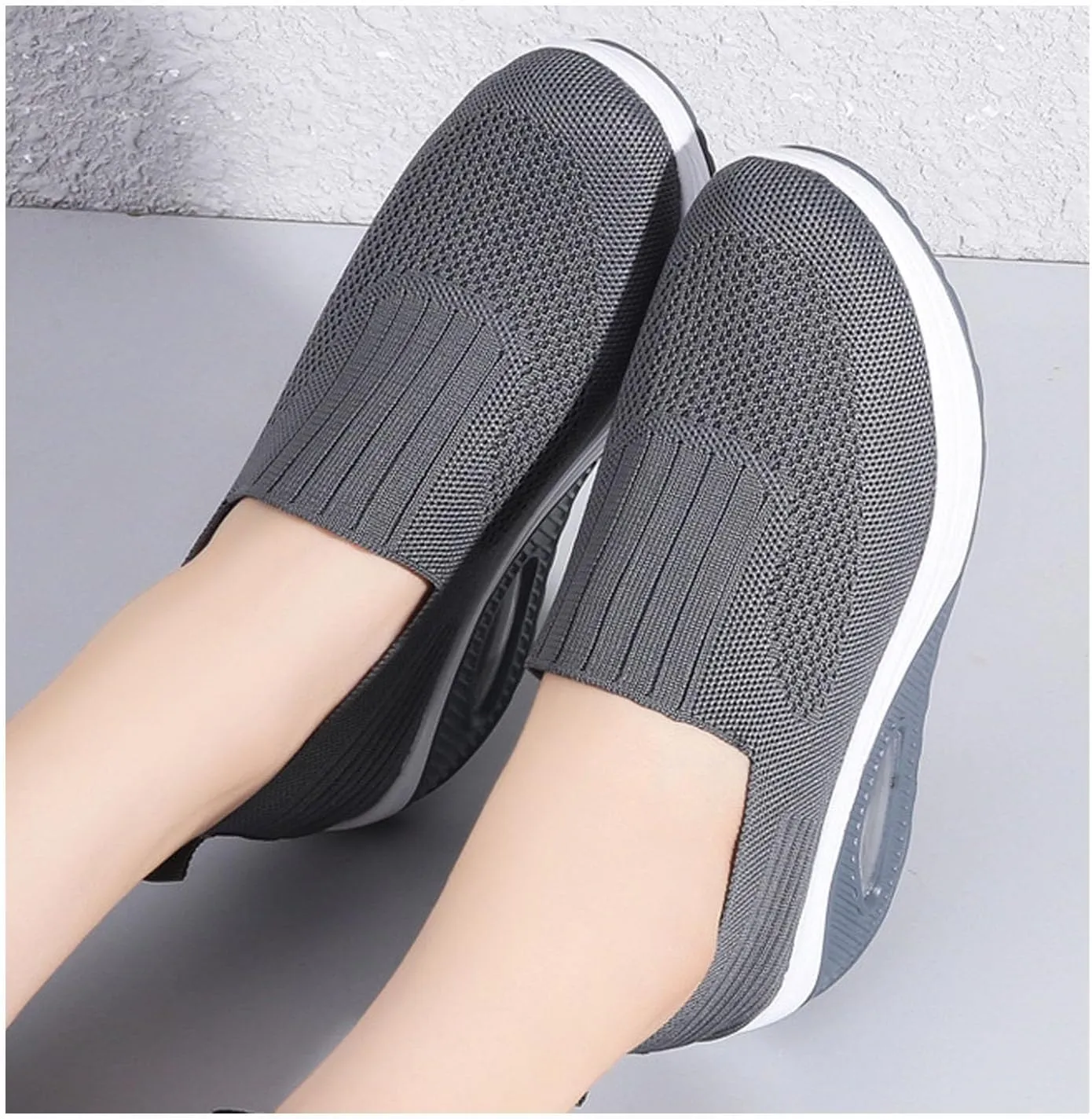 Orthopedic Sneakers for Women Slip-on Light Air Cushion Wedge Walking Shoes Mesh Arch Support Orthopedic Sneakers
