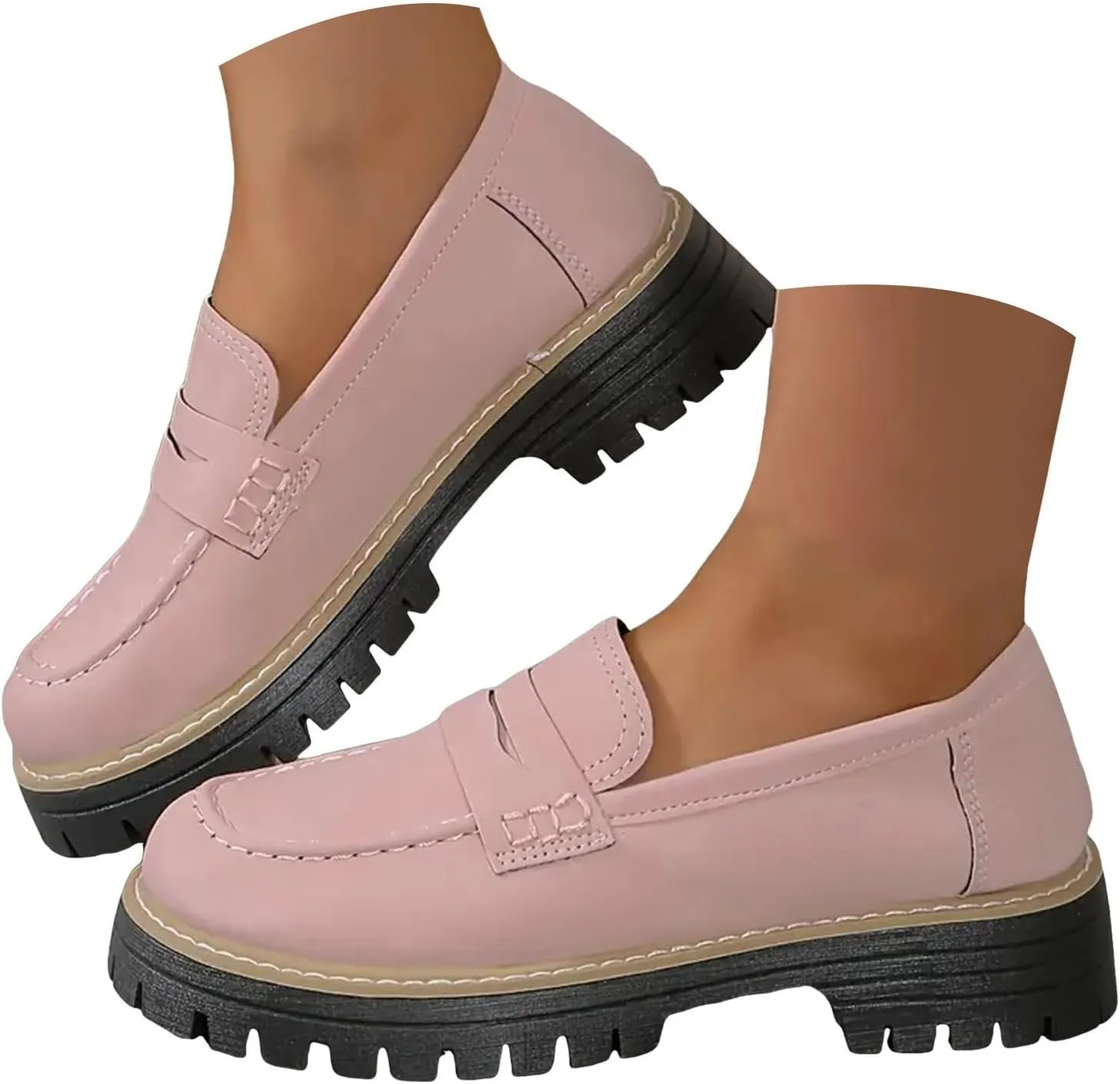 Orthoture-Orthopedic Platform Loafers Womens Round Toe Walking Shoes Platform Loafers Slip On Comfy Casual Fashion