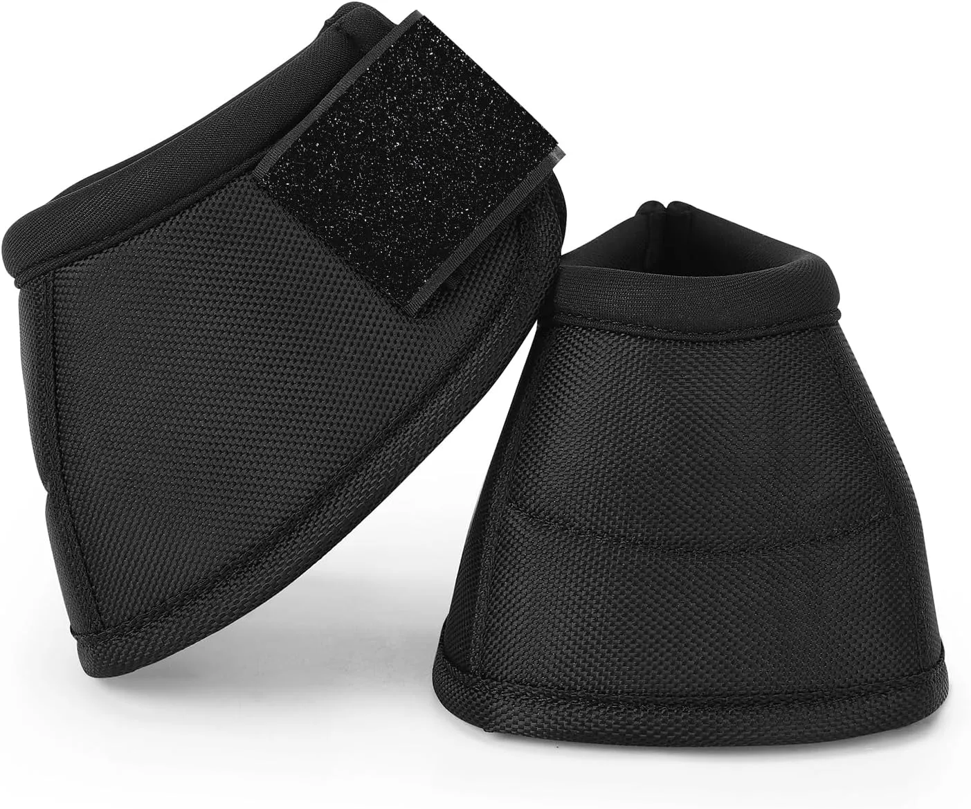 Overrach Bell Boots for Horses | Superb Hoof Protection | Easy Put On Quick Wrap Hook & Loop | Comfortable Durable | Reliable Shock Absorbing 2 Counts (Black, Large)