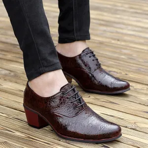 Oxford Shoes for Men New Luxury Mens Dress Wedding Shoes Crocodile Leather 6cm High Heels Fashion Pointed Toe Heighten Oxford Shoes Party Prom Shoe