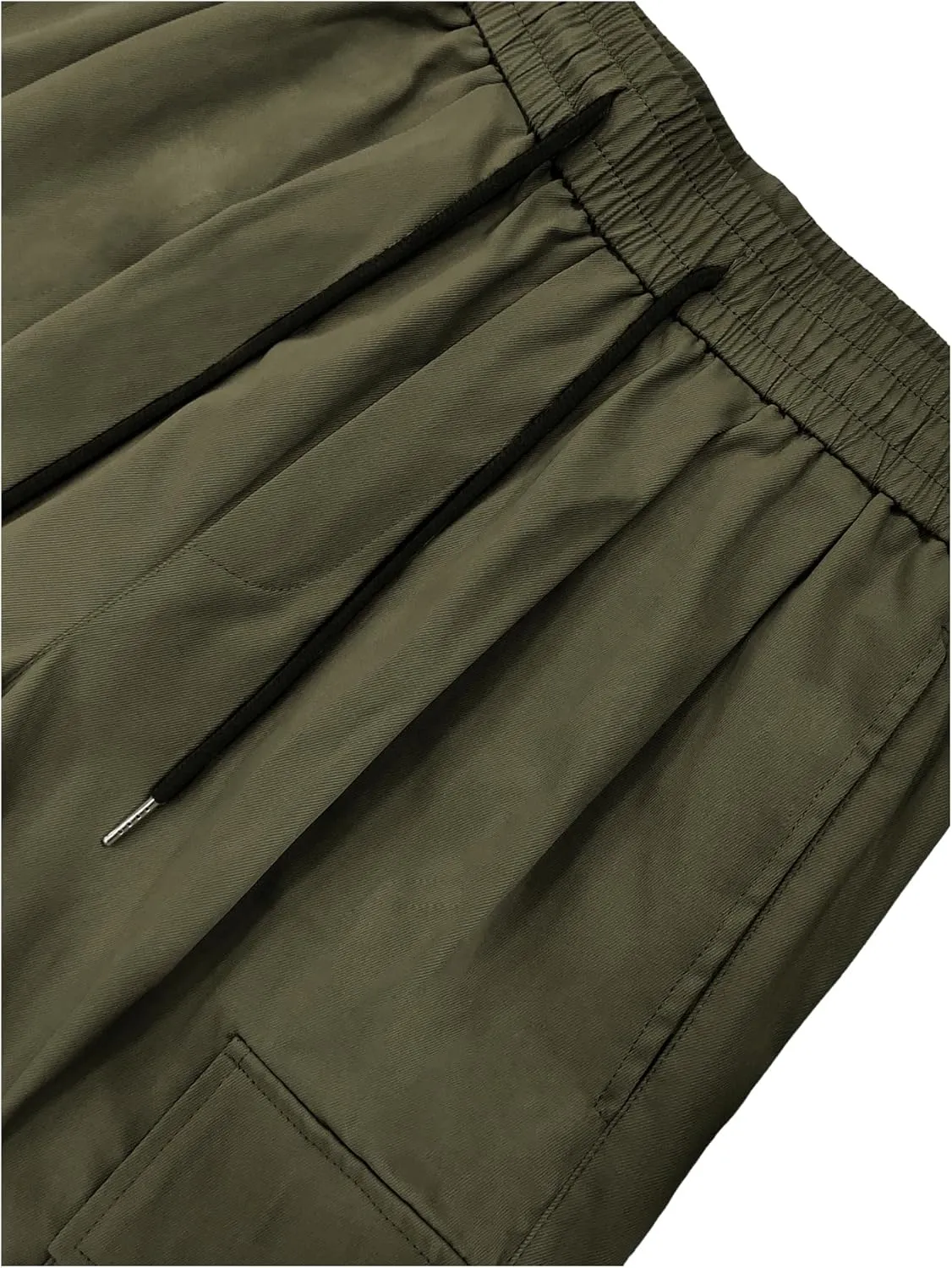OYOANGLE Men's Drawstring Elastic Waist Flap Pockets Streetwear Baggy Cargo Pants Joggers Hiking Trousers