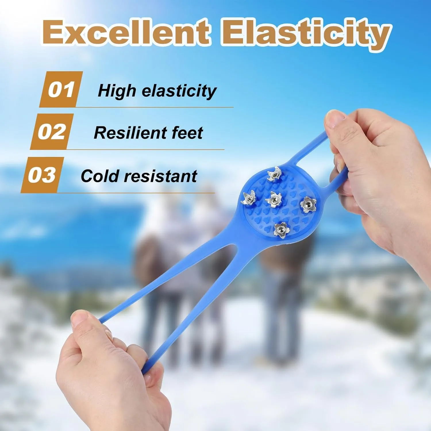 PATIKIL Non-Slip Spikes, Ice Grippers Traction Cleats with 5 Steel Studs Cleats Snow Shoe Spikes Grip