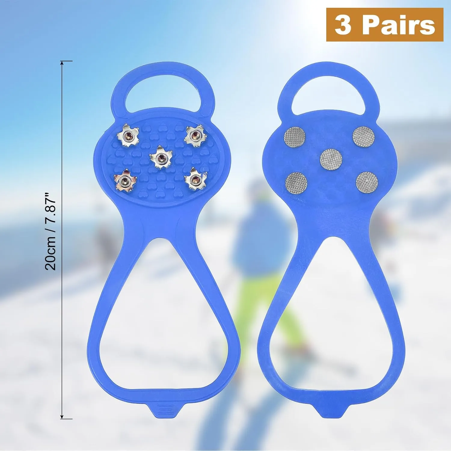 PATIKIL Non-Slip Spikes, Ice Grippers Traction Cleats with 5 Steel Studs Cleats Snow Shoe Spikes Grip